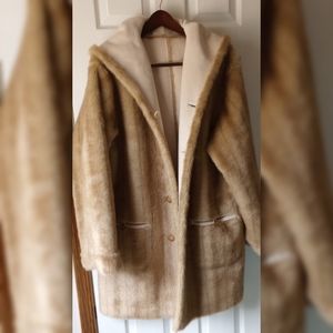 JONES NEW YORK Modacrylic Reversible Faux Fur Coat